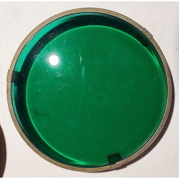 VTG LENS LOT Traffic Light Stop Signal 5" Glass Round 3 Red 1 Green 4 Piece Trim - Picture 6 of 16